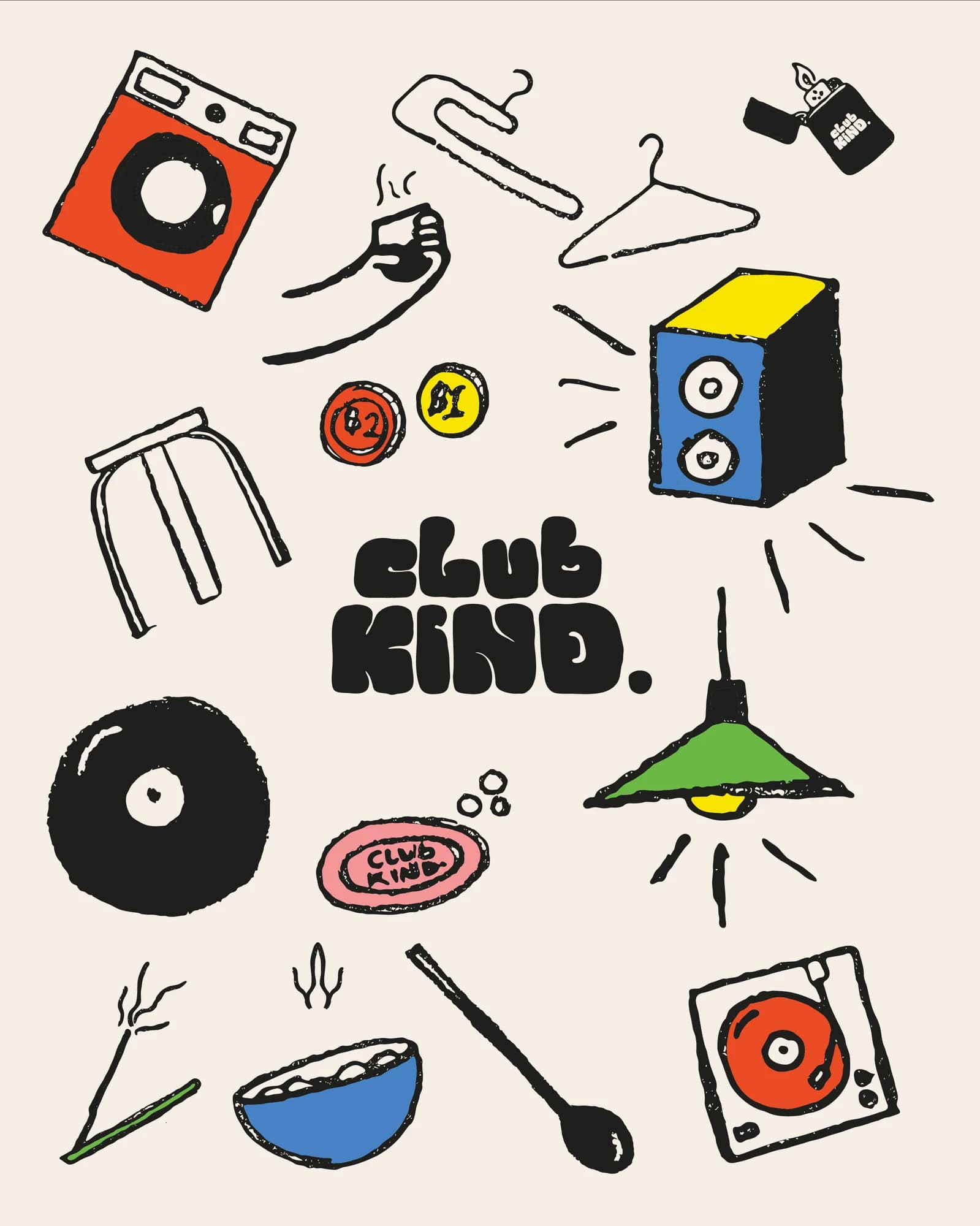 club KIND. illustrated character and symbol system