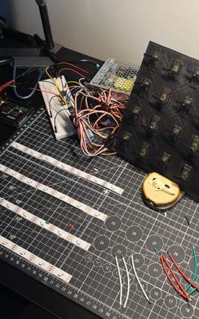 SOL-1 LED strips and assembly on the workbench