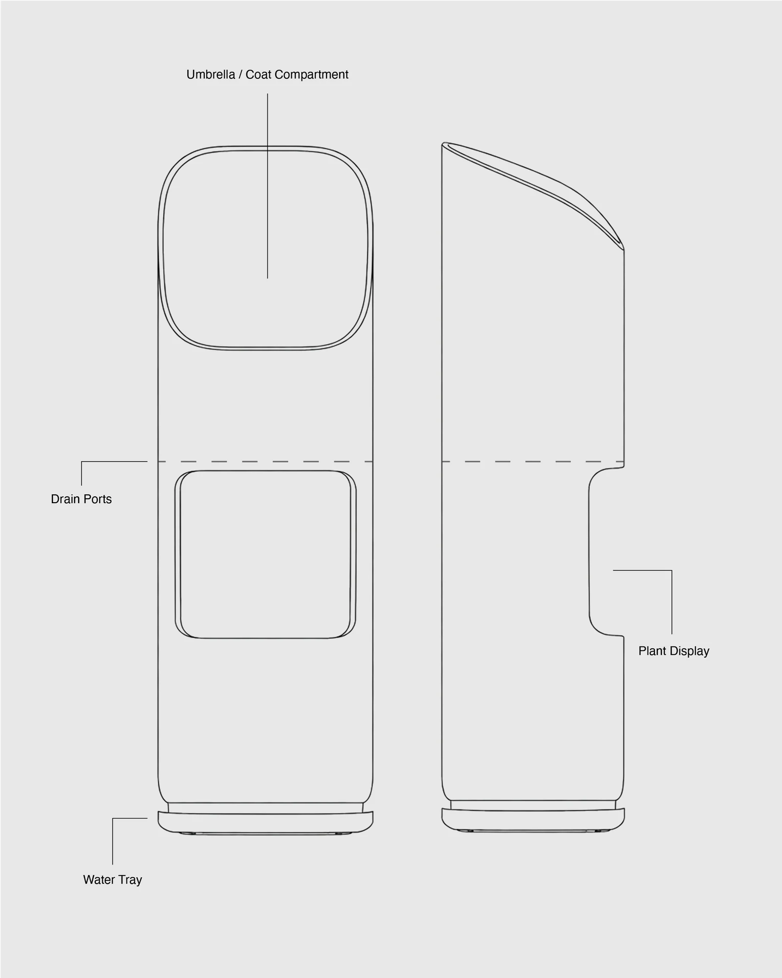 Entry Column chamber and water tray sketch